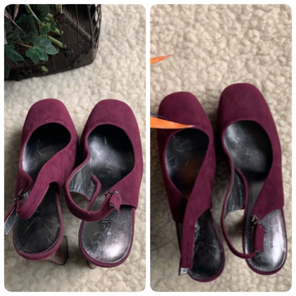 90s/Y2K burgundy chunky platform heels - Picture 7 of 8